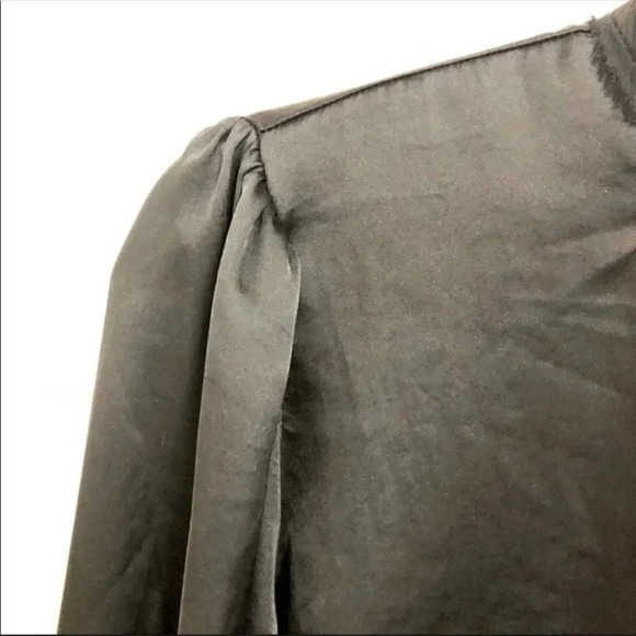 Zara Raw Edge High Neck Black Satin Blouse Size Small - Picture 3 of 7